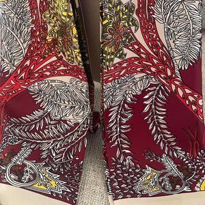 Women's red multi-color twill silk scarf